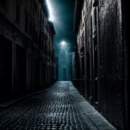 Prompt: it's Rome but in a Lovecraft story. Seen by the sky. With darkness in form of black fog that envelope the city and shadow all around. Evil is in town. Look like a Lee Bermejo style with a lot of contrast and blue lights