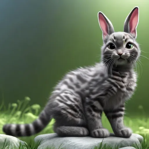 Prompt: a photo realistic full body image of a      kitten rabbit
