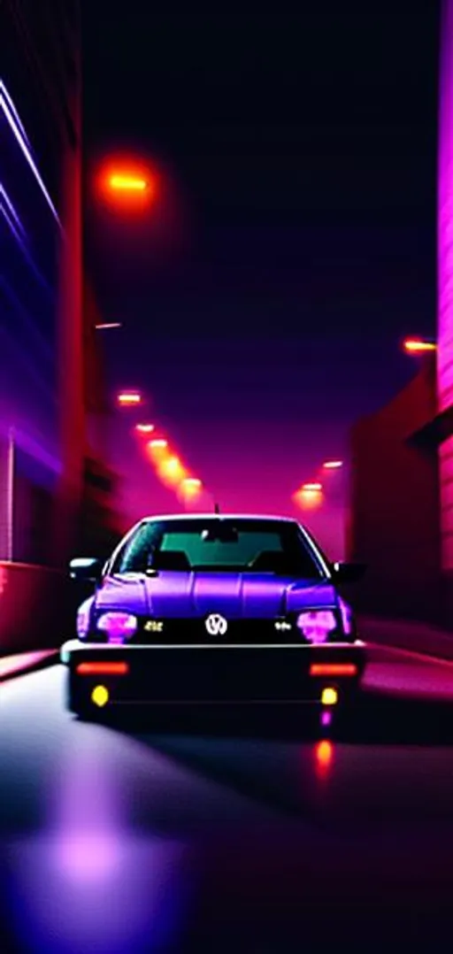 Prompt: dark purple volkswagen jetta in a neon city at night, shot with a sony mirrorless, 35mm, photography, cinematic, anti-aliasing, CGI,
