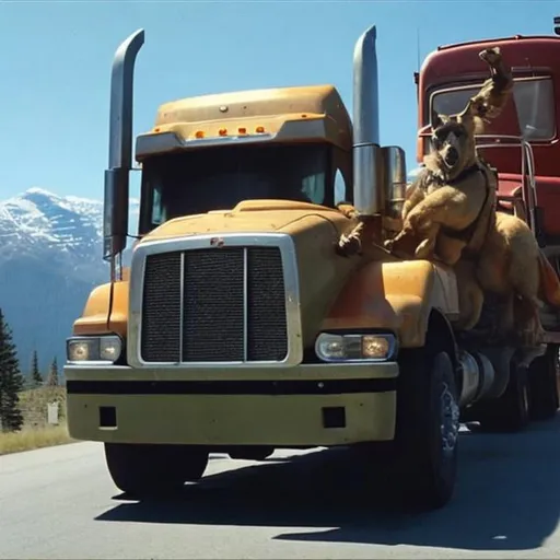 Prompt: Rambo steals a big rig in Canada