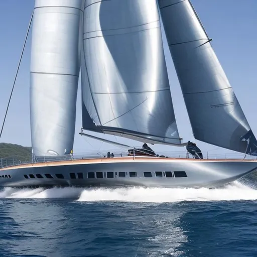 Prompt: titanium super sailing yacht 

