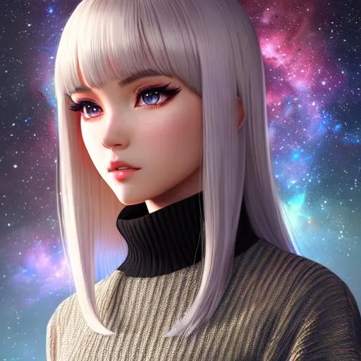 Prompt: UHD, 164k, highly detailed face, full body panned out view, anime Pokémon, cynthia, sweater, ilya kuvshinov, 縦セーターなシロナさん, hyperdetailed masterpiece, hyperdetailed full body, hyperdetailed feminine attractive face and nose, complete body view, ((hyperdetailed eyes)), perfect body, perfect anatomy, beautifully detailed face, alluring smile, exquisite thighs, exposed ankles, long legs