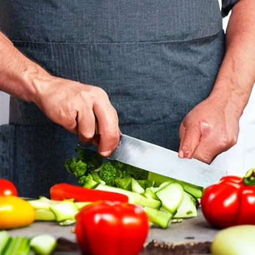 Prompt: chef chopping vegetables