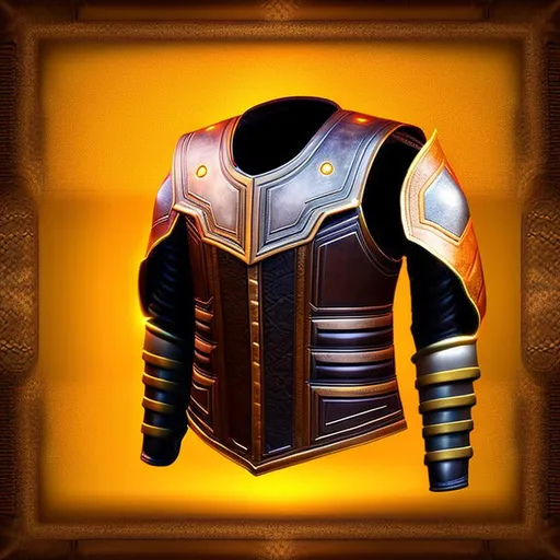 Yellow cuirass for a fire mage. On the chest is a sy... | OpenArt