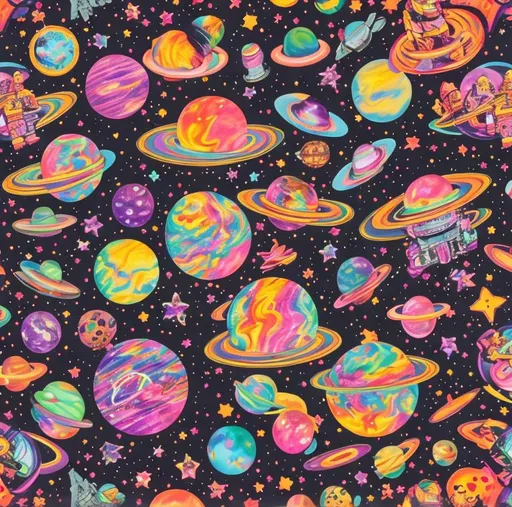 Prompt: lisa frank outer space
