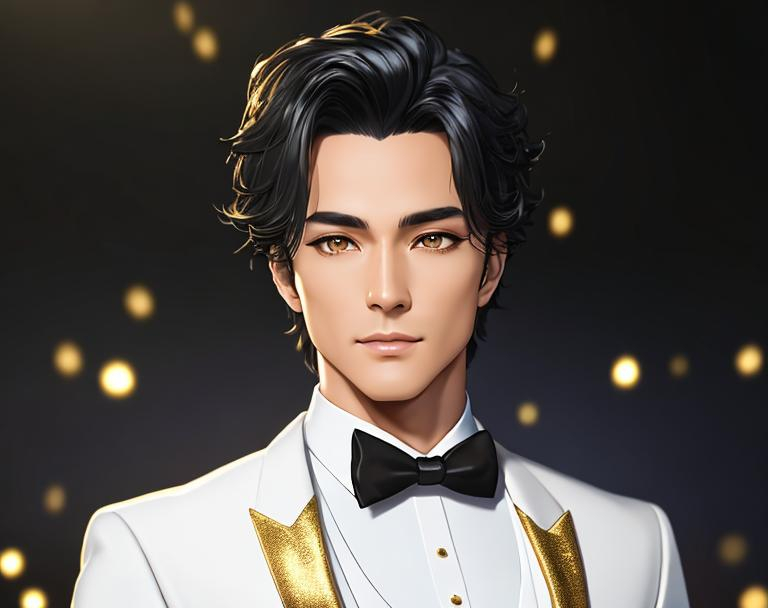 Handsome, gold and black Tuxedo, attractive, gold ey...