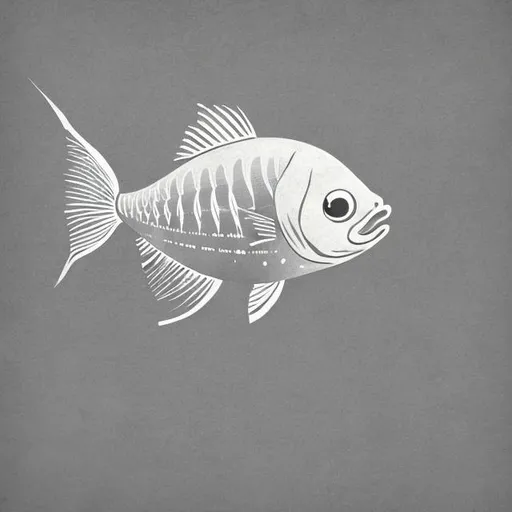 Prompt: A fish  illustration, simple gray forest background, highly detailed, minimalist