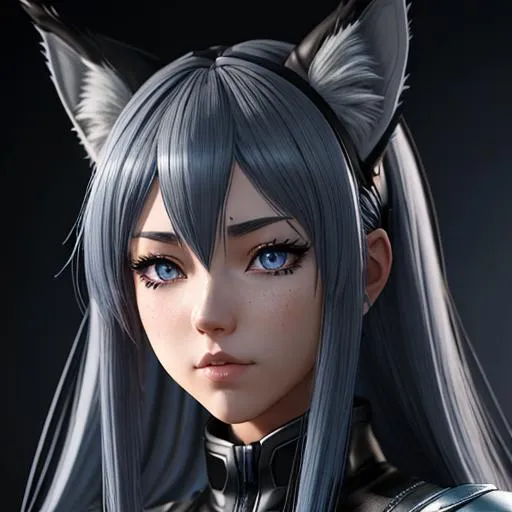 Prompt: An anime girl, (lynx ears )that are (grey),blue leotard latex outfit,long ({dark blue} hair)(midnight blue hair)(fringeless), feeling apathy, concept art, high resolution scan, hd octane render, intricate detailed, highly detailed face, unreal engine, trending on artstation, UHD, 8k, Very detailed, (standing on top of a high building), sad, loneliness, full body pose, she has long ({dark blue} hair)(midnight blue hair)(fringeless), pale skin, ([grey eyes] with cat-like iris), (lynx ears )that are (grey), and blue latex leotard outfit, intricate facial detail, intricate eye detail, intricate details,  hyperrealistic full body pose, hyperrealistic ethereal, dark blue and long hair, white lynx ears, sharp jaw, hyperrealistic golden cat eyes , hyperrealistic human nose, hyperrealistic lips, ethereal, divine, hyperrealistic face, hyperrealistic pale skin, intricate eye detail, pale skin, (dark blue latex outfit), fringeless, (forehead showing), highly detailed concept art,  , hd octane, intricate quality, HD, trending on artstation, fringeless, forehead showing ,highly detailed concept art, high resolution scan, hd octane render, intricate detailed, highly detailed face, unreal engine, trending on artstation, UHD, 8k, Very detailed