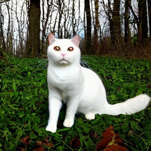 Prompt: white cat in the woods