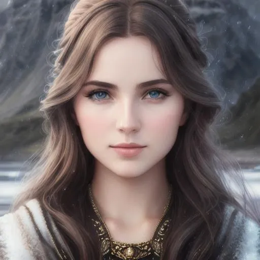 Prompt: beautiful icelandic girl oil painting, UHD, 8k, Very detailed, beaitiful girl, cinematic, realistic, photoreal, trending on artstation, sharp focus, studio photo, intricate details