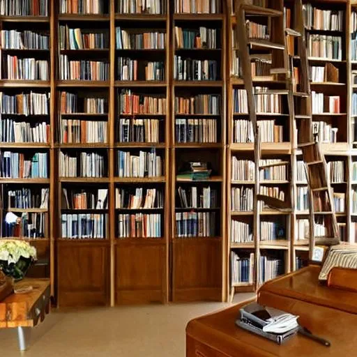 Prompt: Clean library with library decoration
