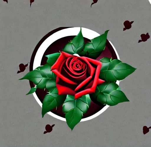 Prompt: logo, rose, black, red, white