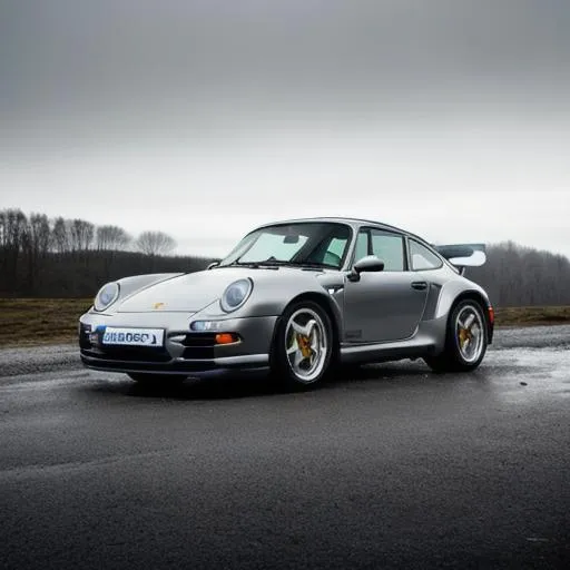 Prompt: porsche 959 in dark grey, rallying on ice, cinematic lighting, mist in background, with other cars