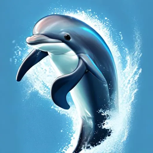 a realistic dolphin,facial closeup, full color