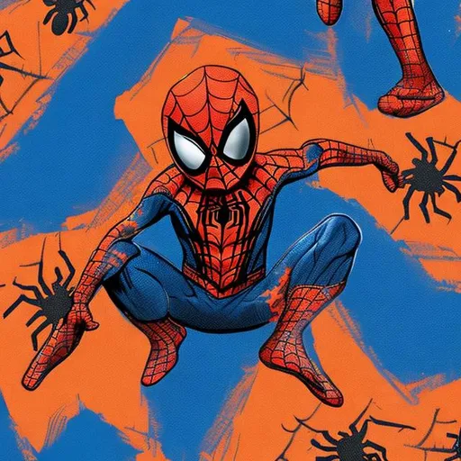 Prompt: Spider-Man toddler blue and orange