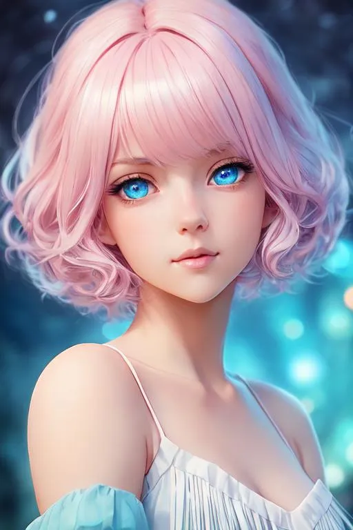 Prompt: cute young woman, fringed pale pink hair and light blue eyes, 
{{full body shot}}, symmetrical face, accurate anatomy, 

{{full body}}, sharp focus, ultra-fine details, cinematic lighting, 4k | anime illustration, digital painting, scenic, wlop, artgerm, vastly ornate detailed background, vibrant colors, kawaii, 
hyper realistic masterpiece, highly contrast water color pastel mix, sharp focus, digital painting, pastel mix art, digital art, clean art, professional, contrast color, contrast, colorful, rich deep color, studio lighting, dynamic light, deliberate, concept art, highly contrast light, strong back light, hyper detailed, super detailed, render, CGI winning award, hyper realistic, ultra realistic, UHD, HDR, 64K, RPG, inspired by wlop, UHD render, HDR render, 