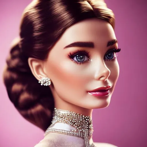 Prompt: unreal engine, masterpiece, tilt-shift technique, high quality full body photo of   Audrey Hepburn as Barbie, very highly detailed perfect form intricately painted,  intricate exquisite face, realistic photo, high quality, supermacro,, in perfect studio lighting, supermacro objective, with , best contrast, octane render