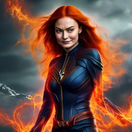 Prompt: Jean grey morphing into dark phoenix realistic live action beautiful and elegant 