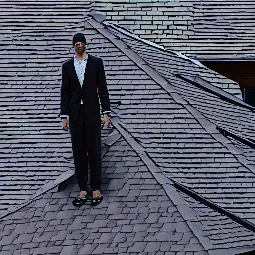 Prompt: e.g. a tall man on a roof