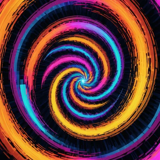 Prompt: Colorful vortex opened by sound waves and color textures, vibrant and dynamic, digital art, swirling patterns, high energy, neon colors, vibrant textures, high quality, digital art, dynamic, abstract, colorful, vibrant, energy, swirling patterns, digital textures, sound wave-inspired, immersive lighting