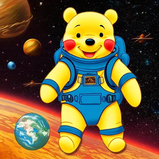 Prompt: Pooh wearing spacesuit