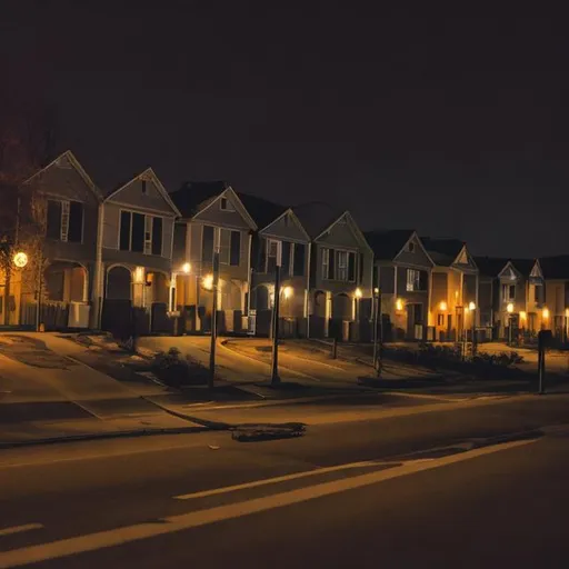Prompt: Empty neighborhood at night