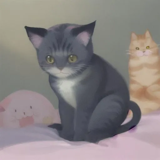 Prompt: Cute cat illustration funny cute expression