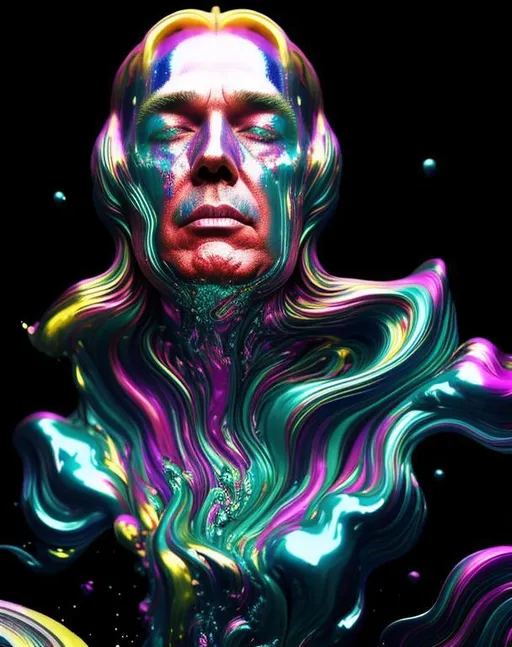 Prompt: Exuberant, Happy, upbeat psychedelic cinematic, Nebula, 3D, HD, {man}liquid silver, expansive metallic background, supernova, freeform colorful ink chaos, hyper realistic, 8K --s98500