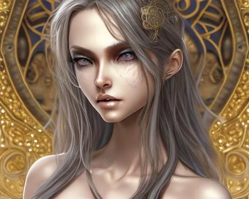 Prompt: Closeup face portrait of a #3238 woman, smooth soft skin, big dreamy eyes, beautiful intricate golden brown and gray colored hair, symmetrical, anime wide eyes, glasses; soft lighting, detailed face, by Todd McFarlane concept art, digital painting, looking into camera