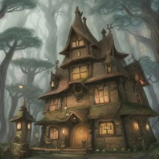 Prompt: 
owl house with an academy . inside there is a enchanted tree that gives every newborn some special powers

