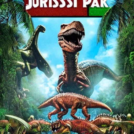Prompt: jurassic park movie poster