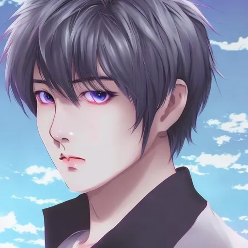 Prompt: jin anime boy with white hair and 