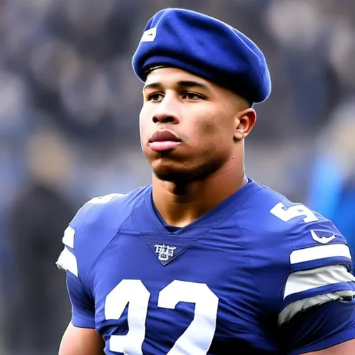 Prompt: saquon barkley wearing a beret
