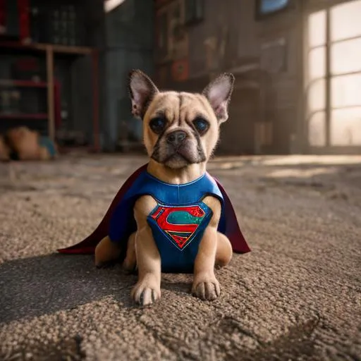 Prompt: supergirl as a dog, puppy, cartoon, cute