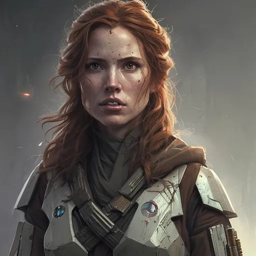 Prompt: "portrait of a woman by greg rutkowski, a jedi commander, mara jade, wearing the tactical gear of the galactic alliance, star wars expanded universe, she is about 4 0 years old, highly detailed portrait, digital painting, artstation, concept art, smooth, sharp foccus ilustration, artstation hq"