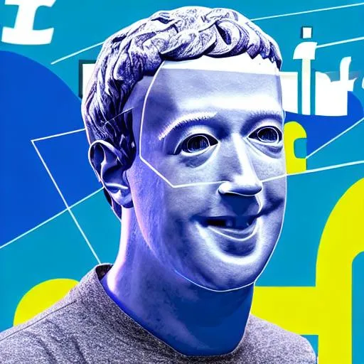 Prompt: A sculpture of Mark Zuckerberg made out of recycled Facebook data, magic, tron, Johnny mnemonic, vaporwave, chi