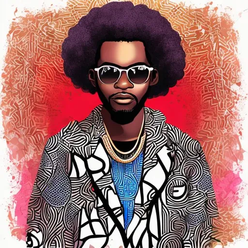 Prompt: Chic, African DJ. Illustration.
