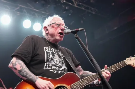 Prompt: Rancid performing live but Bernie Sanders instead of Tim