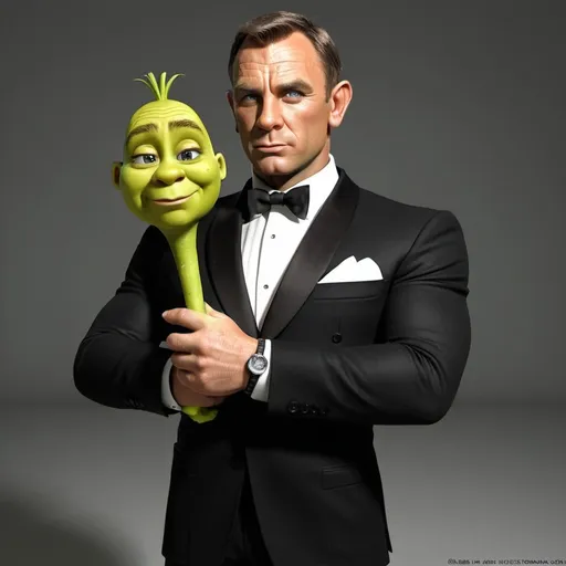 Prompt: James Bond in 3d Shrek style