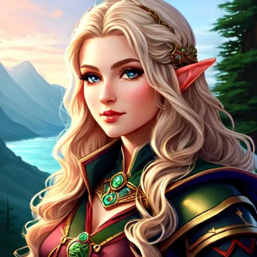 elf, female, dnd, illustration, portrait, wavy hair | OpenArt