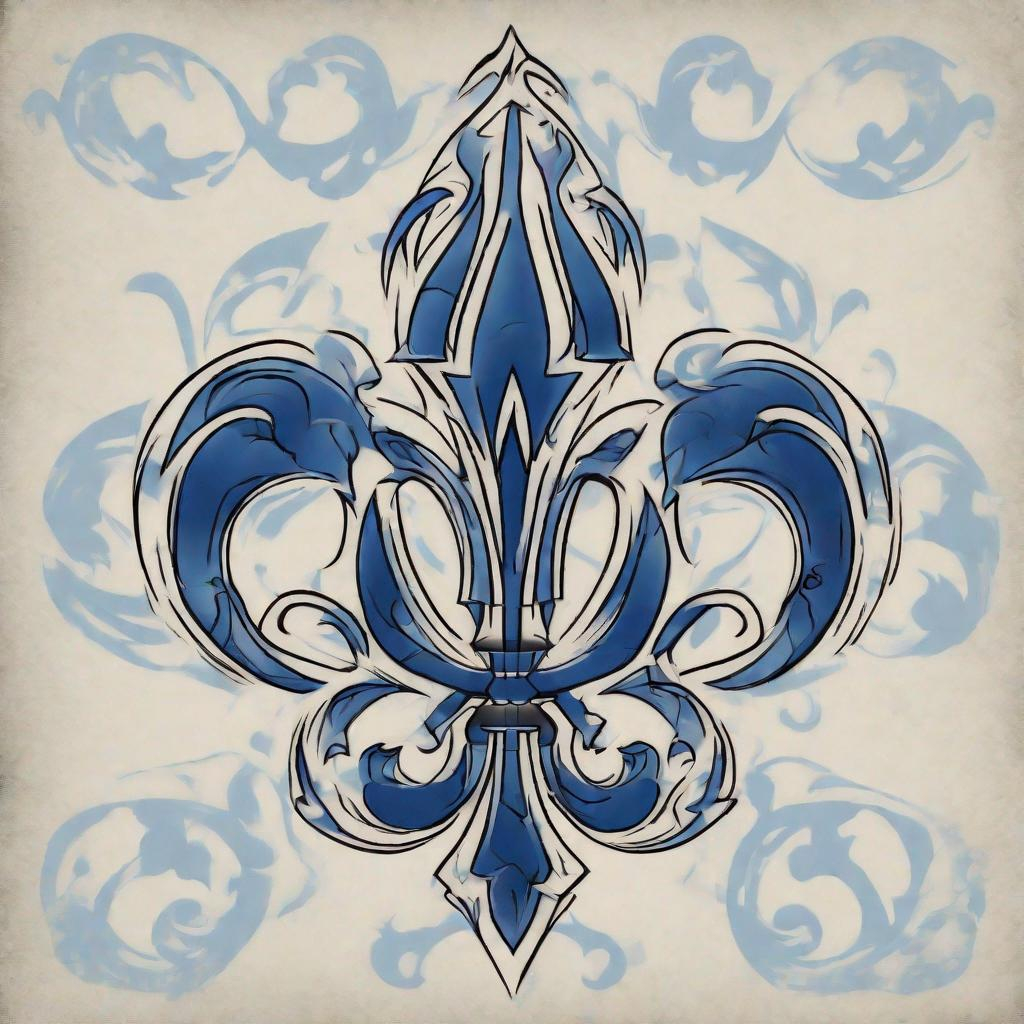 A tattoo-style design of the fleur-de-lis symbol co