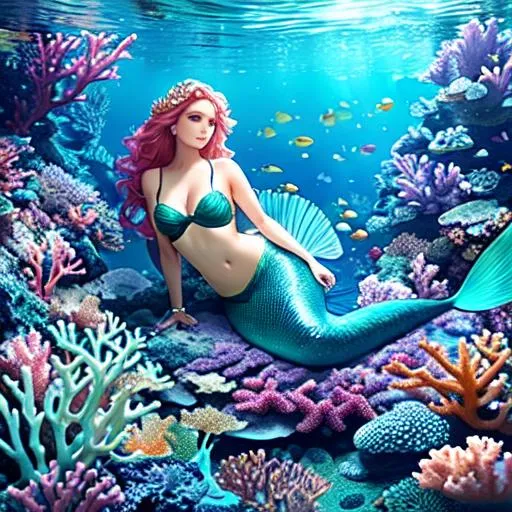 A beautiful mermaid, under the sea, with a perfect... | OpenArt