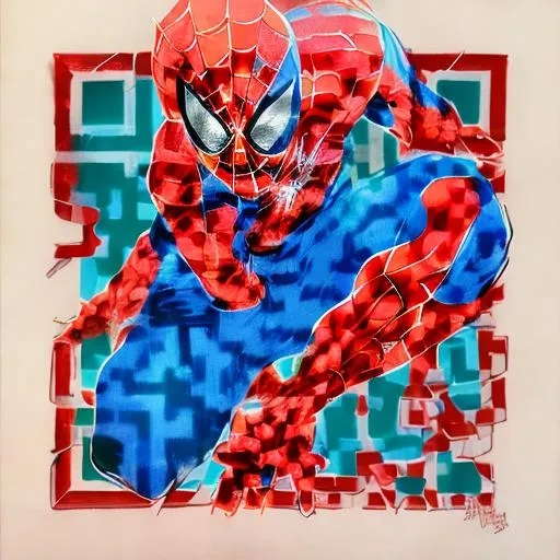 Prompt: Red spiderman 