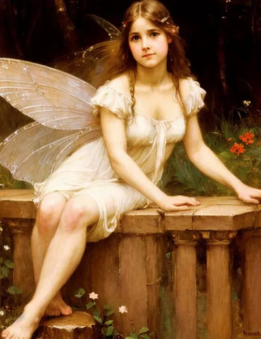 Prompt: oil painting of a fairy, by waterhouse