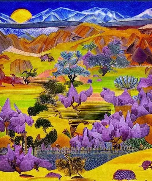 Exotic landscape in style of Persian art