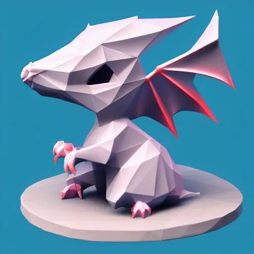 Prompt: kawaii low poly dragon character, 3d isometric render, white background, ambient occlusion, unity engine, square image