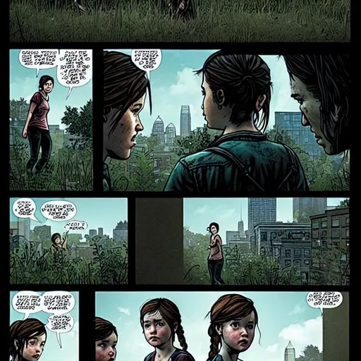 The last of us comics 4k, ellie in DC-style panels