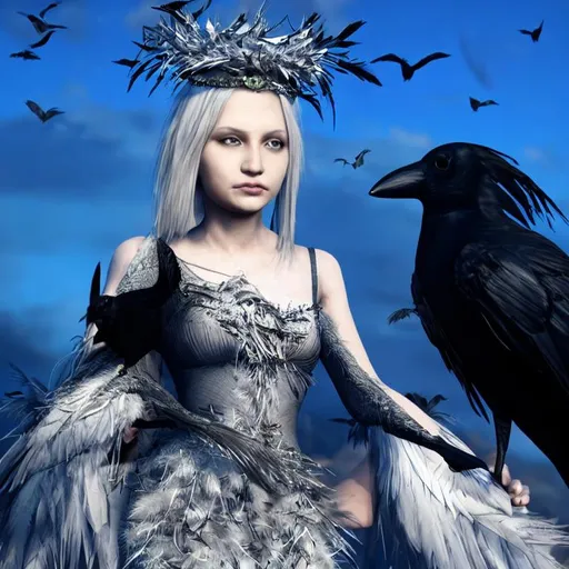 bird woman, black makeup, raven, bird queen