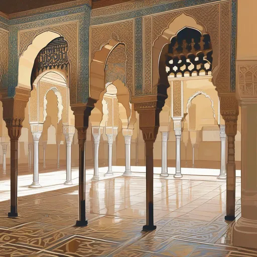 Prompt: vector painting of the interior of the Alhambra in Cordoba