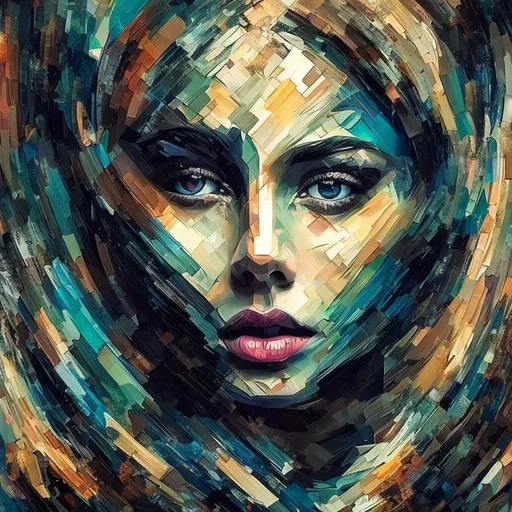 Prompt: Create a visually captivating art picture composed of a stack of pictures covering different sections of the face, each showcasing a unique art style.